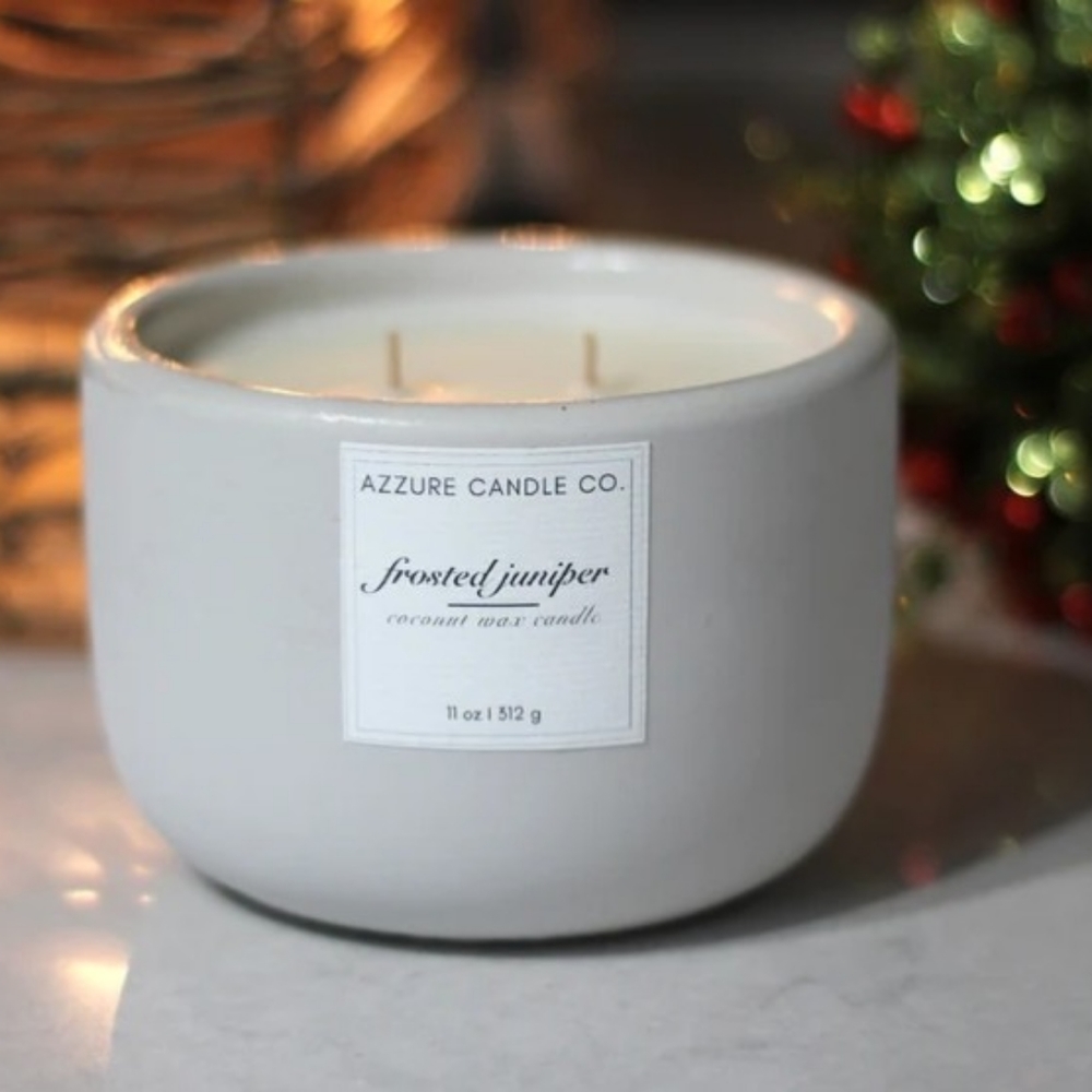 Frosted Juniper Scented Candle - Handcrafted, All-natural.